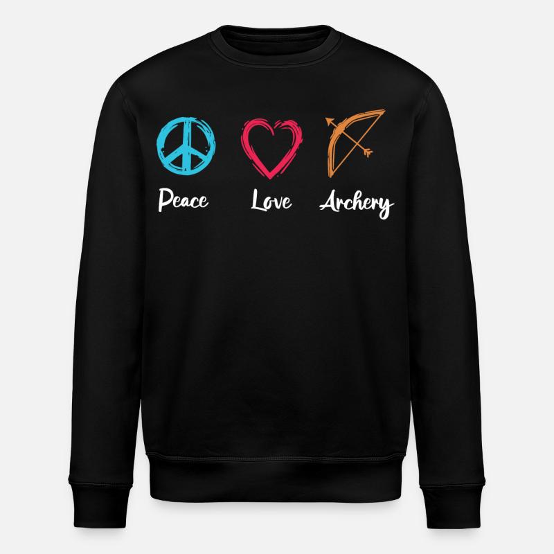 Frieden Liebe Bogenschießen - Stanley/Stella Unisex Bio-Sweatshirt ROLLER - Schwarz