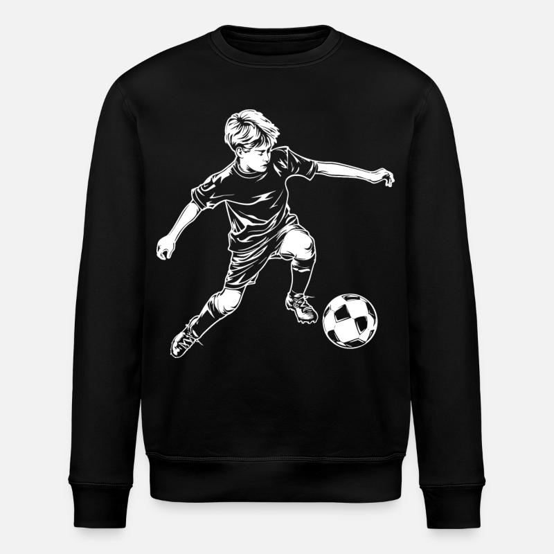 Fußball Junge Zeichnung - Stanley/Stella Unisex Bio-Sweatshirt ROLLER - Schwarz