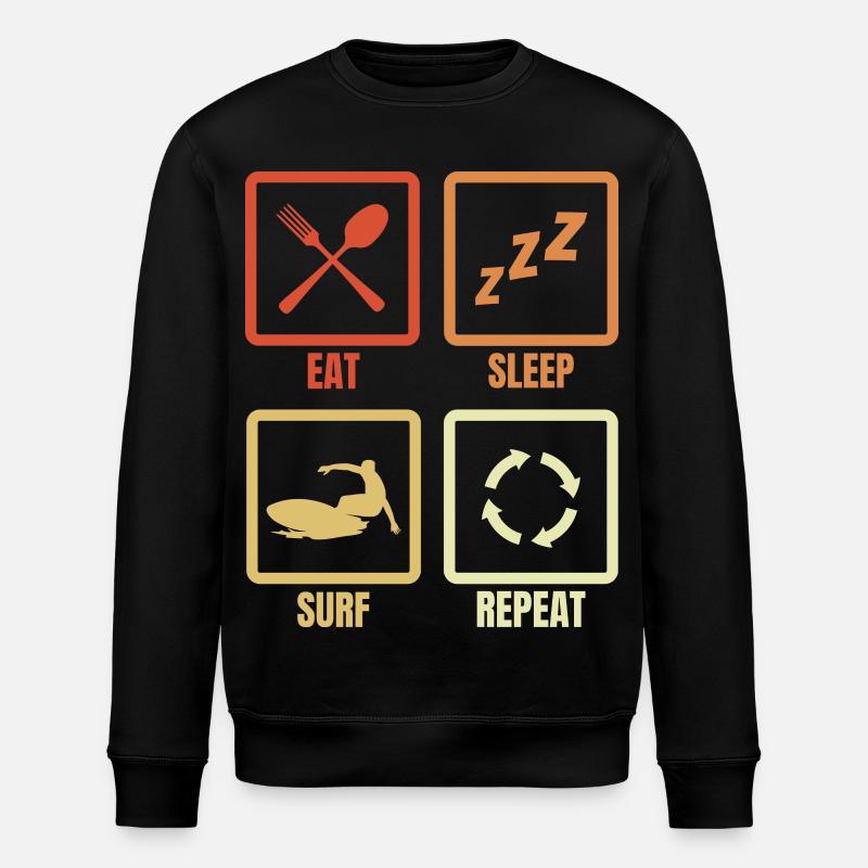 Manger Dormir Surfer Répéter - Sweat bio ROLLER Stanley/Stella Unisexe - noir