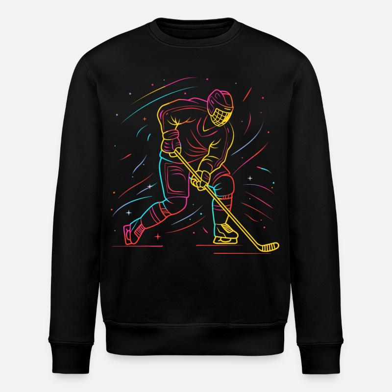 Eishockeyspieler Line Art - Stanley/Stella Unisex Bio-Sweatshirt ROLLER - Schwarz