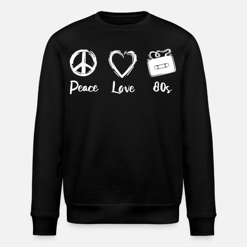 Peace Love 80s - Stanley/Stella ROLLER Unisex Organic Sweatshirt - black