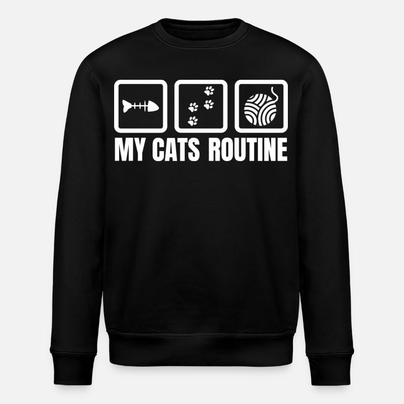My cat's routine - Stanley/Stella ROLLER Unisex Organic Sweatshirt - black