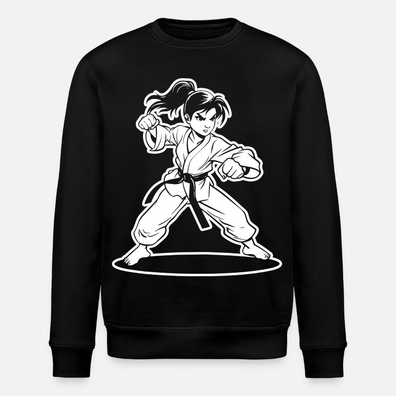 Karate Mädchen Cartoon Stil - Stanley/Stella Unisex Bio-Sweatshirt ROLLER - Schwarz