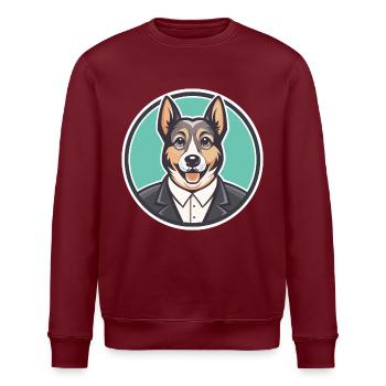 Castro Laboreiro Dog Breed Cartoon Kawaii Clipart - Stanley/Stella ROLLER Unisex Organic Sweatshirt - burgundy - Front - Nik (191cm)