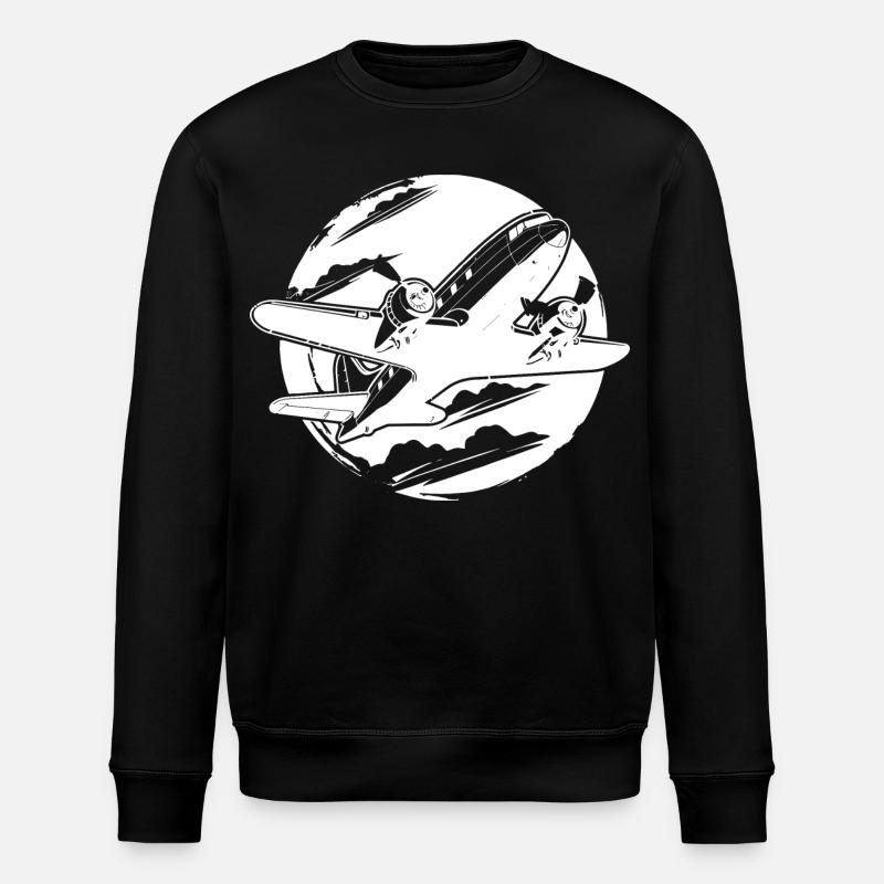 Flugzeug Zeichnung - Stanley/Stella Unisex Bio-Sweatshirt ROLLER - Schwarz