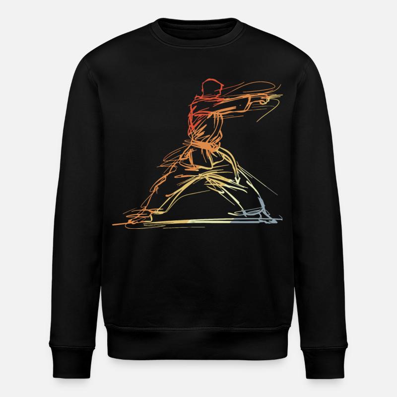 Karateka Linienskizze Retro - Stanley/Stella Unisex Bio-Sweatshirt ROLLER - Schwarz