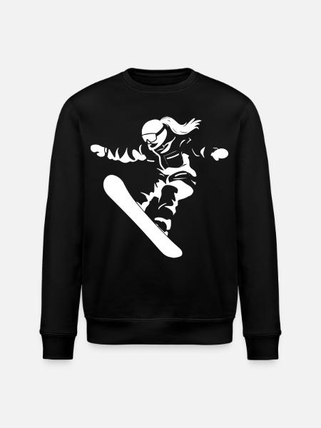 Dessin d’une snowboardeuse - Sweat bio ROLLER Stanley/Stella Unisexe - noir