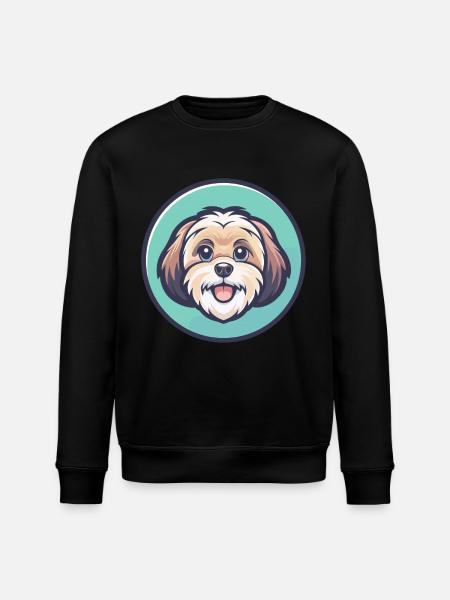 ShihPoo Dog Breed Cartoon Character Kawaii Clipart - Stanley/Stella ROLLER Unisex Organic Sweatshirt - black