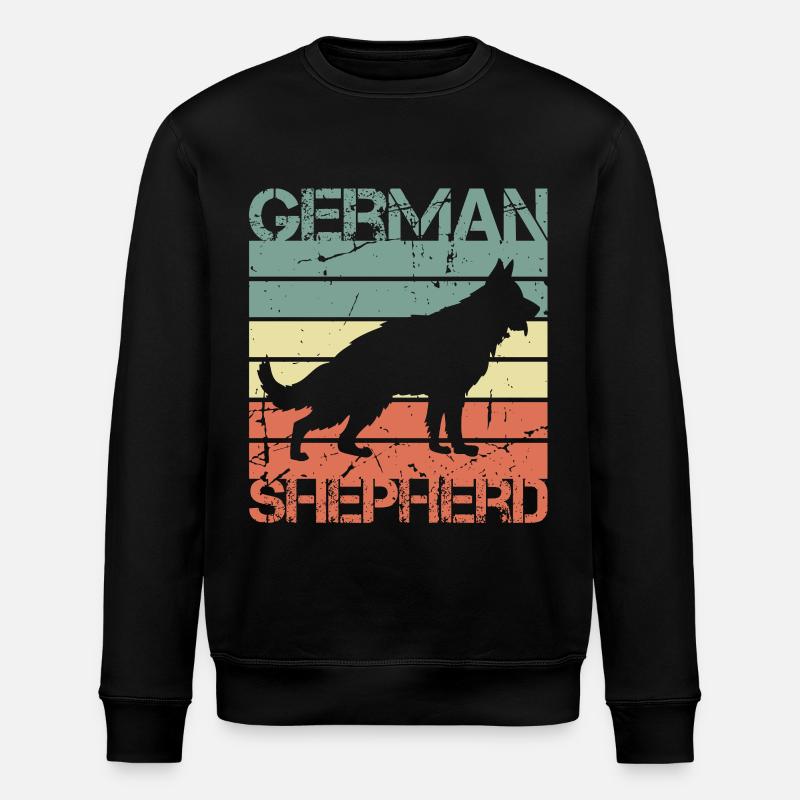 Retro German Shepherd - Stanley/Stella ROLLER Unisex Organic Sweatshirt - black