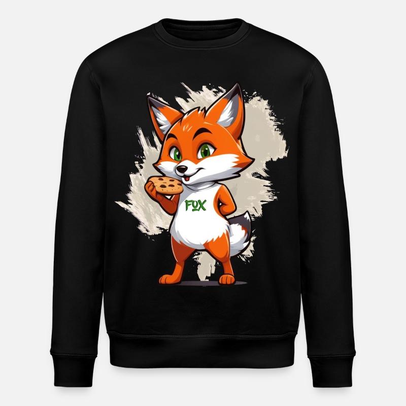 Fox with biscuits - Stanley/Stella ROLLER Unisex Organic Sweatshirt - black