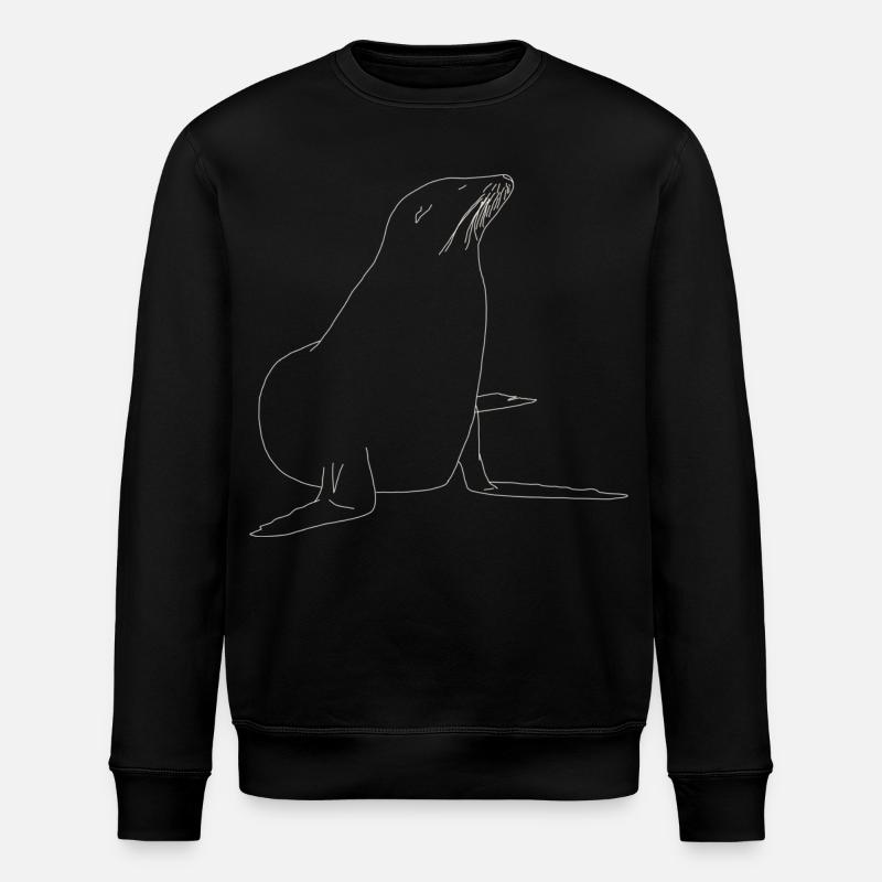 Seehund lineart - Stanley/Stella Unisex Bio-Sweatshirt ROLLER - Schwarz