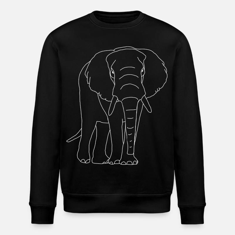 Elefant lineart - Stanley/Stella Unisex Bio-Sweatshirt ROLLER - Schwarz