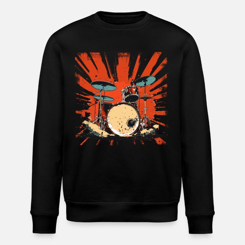 Retro Drums Graphic - Stanley/Stella ROLLER Unisex Organic Sweatshirt - black