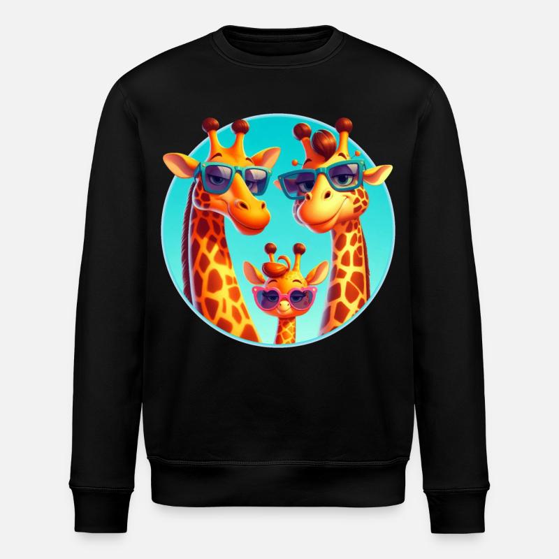 Famille de girafes cool avec des lunettes de soleil - Sweat bio ROLLER Stanley/Stella Unisexe - noir