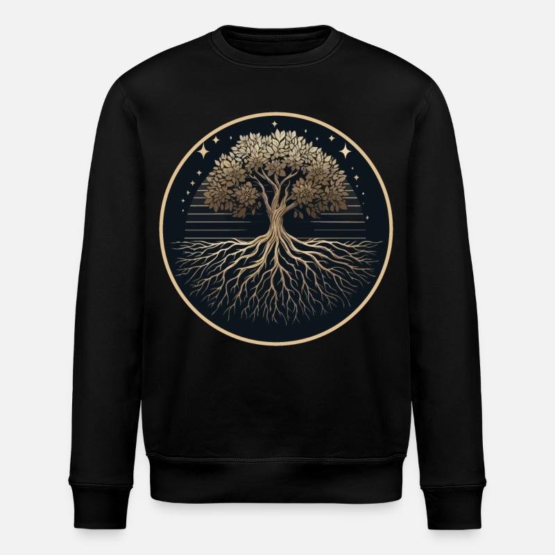 Baum Silhouette Wurzeln - Stanley/Stella Unisex Bio-Sweatshirt ROLLER - Schwarz