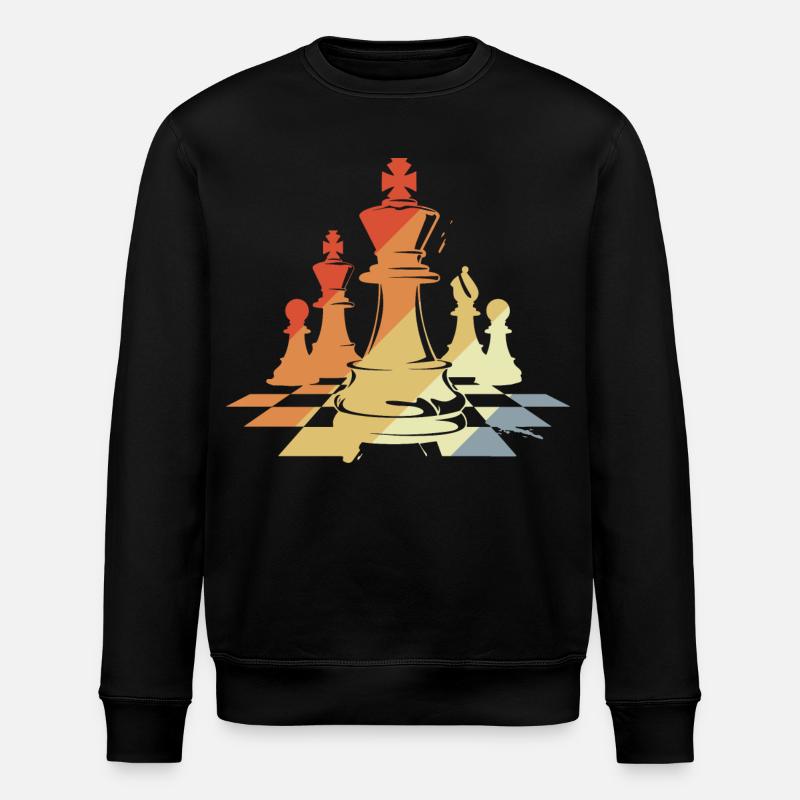 Schachfiguren Skizze Retro - Stanley/Stella Unisex Bio-Sweatshirt ROLLER - Schwarz