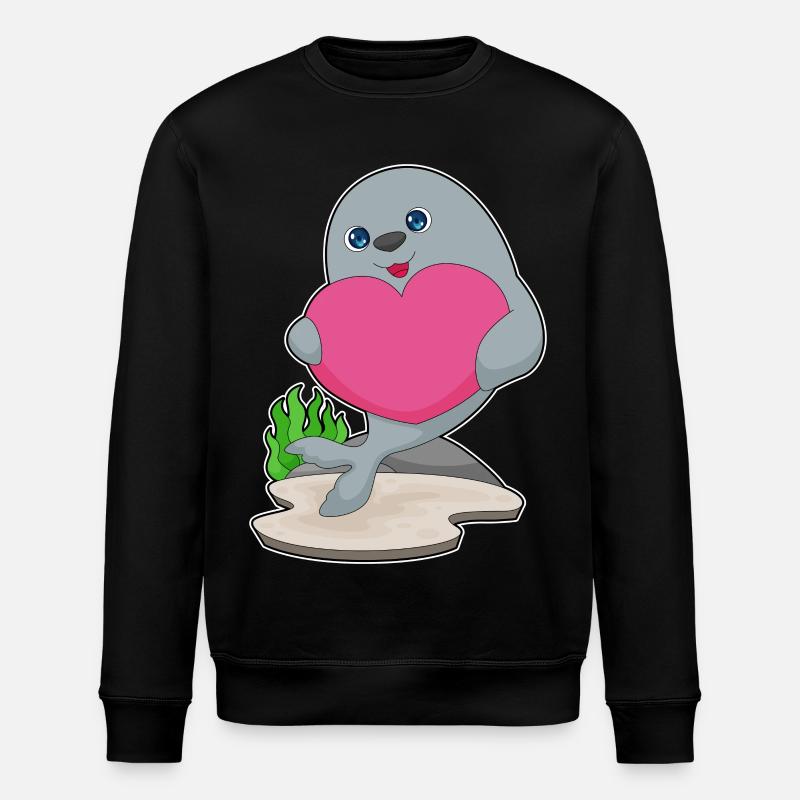 Seal Heart - Stanley/Stella ROLLER Unisex Organic Sweatshirt - black