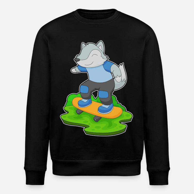 Wolf Skater Skateboard - Stanley/Stella Unisex Bio-Sweatshirt ROLLER - Schwarz