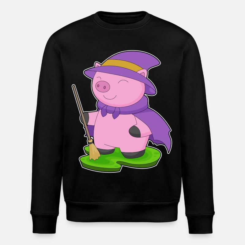 Pig Halloween Witch - Stanley/Stella ROLLER Unisex Organic Sweatshirt - black