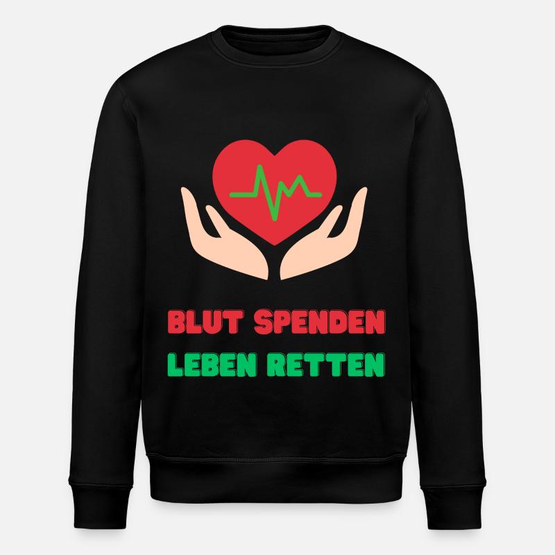 Blut Spenden, Leben Retten - Stanley/Stella Unisex Bio-Sweatshirt ROLLER - Schwarz