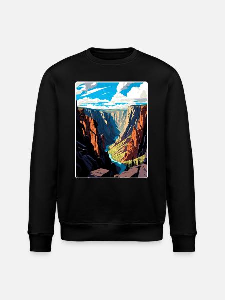Black Canyon National Park Colorado Travel Poster - Stanley/Stella ROLLER Unisex Organic Sweatshirt - black