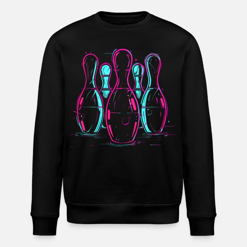 Retro Bowling Synthwave - Stanley/Stella Unisex Bio-Sweatshirt ROLLER - Schwarz