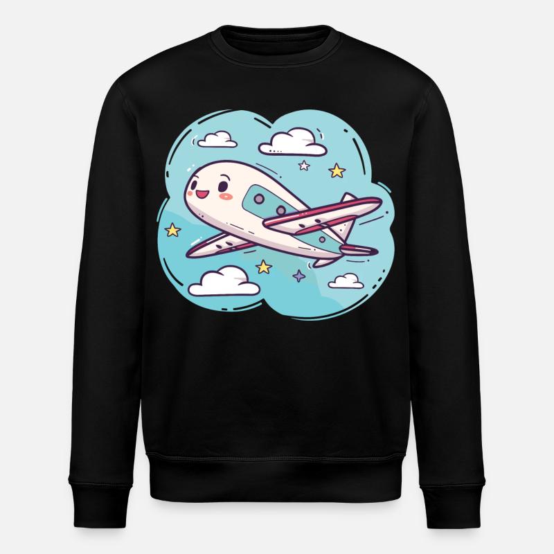 Flugzeug Comic Look - Stanley/Stella Unisex Bio-Sweatshirt ROLLER - Schwarz