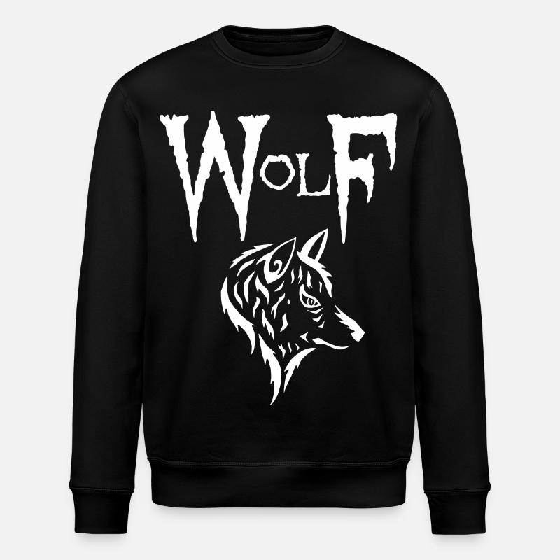 Weißer Wolf - Stanley/Stella Unisex Bio-Sweatshirt ROLLER - Schwarz