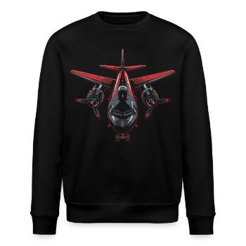Flugzeug Grafik - Stanley/Stella Unisex Bio-Sweatshirt ROLLER - Schwarz - Vorne - Nik (191cm)