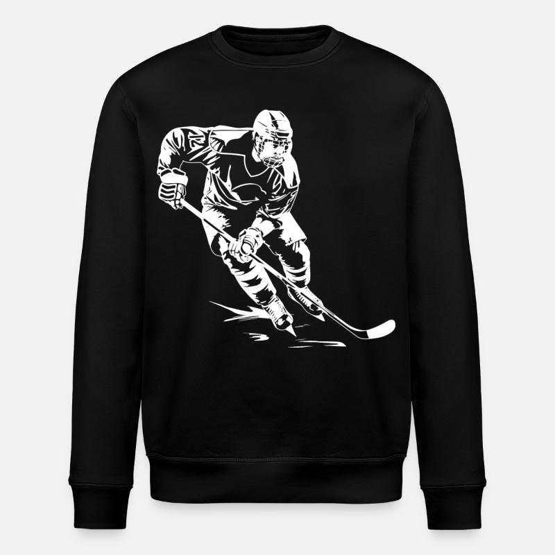 Eishockeyspieler Zeichnung - Stanley/Stella Unisex Bio-Sweatshirt ROLLER - Schwarz