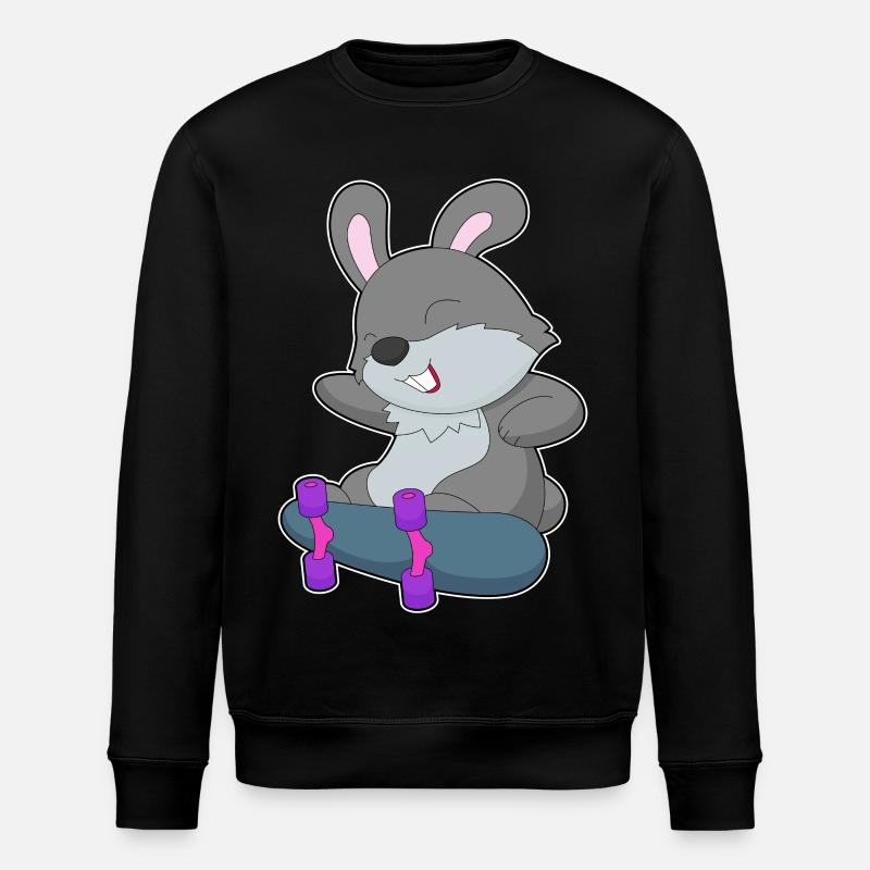 Bunny Skater Skateboard - Stanley/Stella ROLLER Unisex Organic Sweatshirt - black