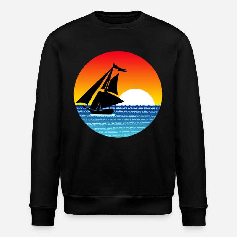 Boot und Sonnenuntergang - Stanley/Stella Unisex Bio-Sweatshirt ROLLER - Schwarz