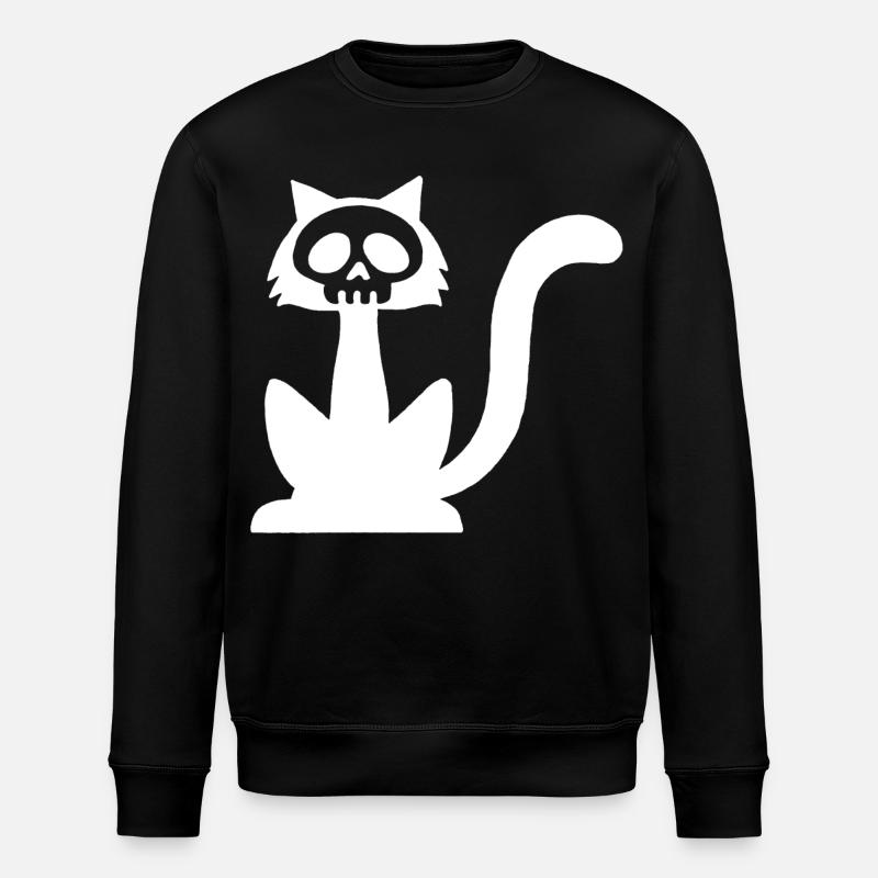 Weißer Katzenschädel - Stanley/Stella Unisex Bio-Sweatshirt ROLLER - Schwarz