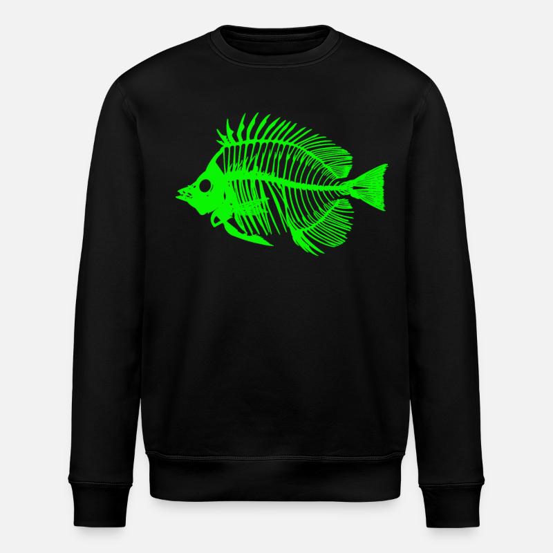 Leuchtender Fisch Skeleton Design - Stanley/Stella Unisex Bio-Sweatshirt ROLLER - Schwarz