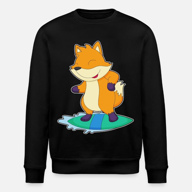 Fuchs Surfen Surfbrett Sommer - Stanley/Stella Unisex Bio-Sweatshirt ROLLER - Schwarz
