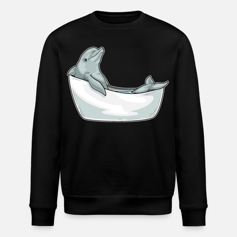 Dolphin Bathing Bathtub - Stanley/Stella ROLLER Unisex Organic Sweatshirt - black