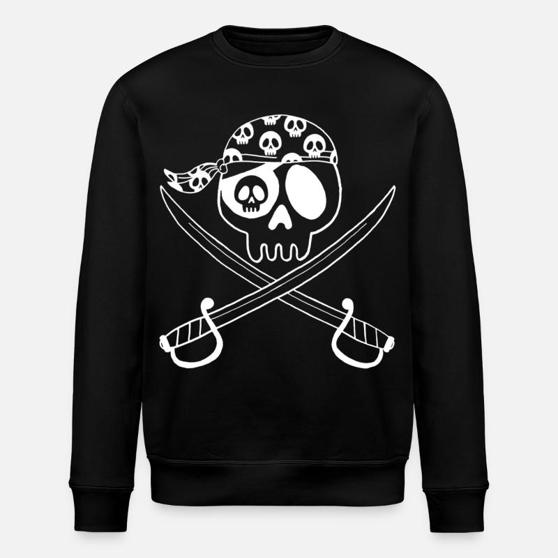 Piratenschädel (Weiß) - Stanley/Stella Unisex Bio-Sweatshirt ROLLER - Schwarz