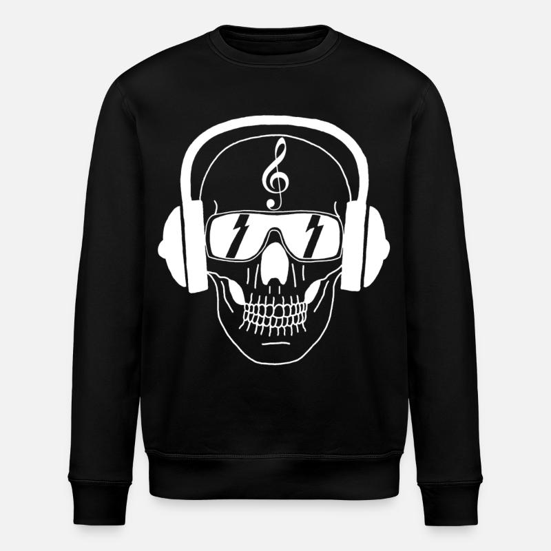 Musikerschädel (weiß) - Stanley/Stella Unisex Bio-Sweatshirt ROLLER - Schwarz