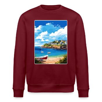 Coverack Cornwall England Reiseposter Souvenir - Stanley/Stella Unisex Bio-Sweatshirt ROLLER - Burgunderrot - Vorne - Nik (191cm)