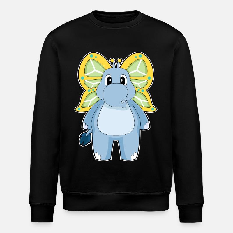 Elefant Schmetterling - Stanley/Stella Unisex Bio-Sweatshirt ROLLER - Schwarz