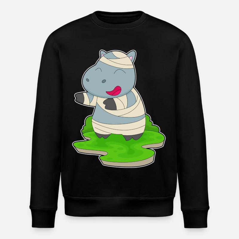 Nilpferd Halloween Mumie - Stanley/Stella Unisex Bio-Sweatshirt ROLLER - Schwarz