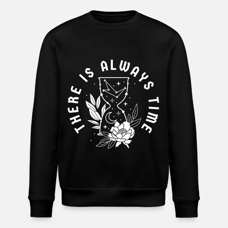 Zeit Zitat Sanduhr Blumen - Stanley/Stella Unisex Bio-Sweatshirt ROLLER - Schwarz