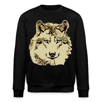 Wolf braun blaue Augen - Stanley/Stella Unisex Bio-Sweatshirt ROLLER - Schwarz - Vorne - Nik (191cm)