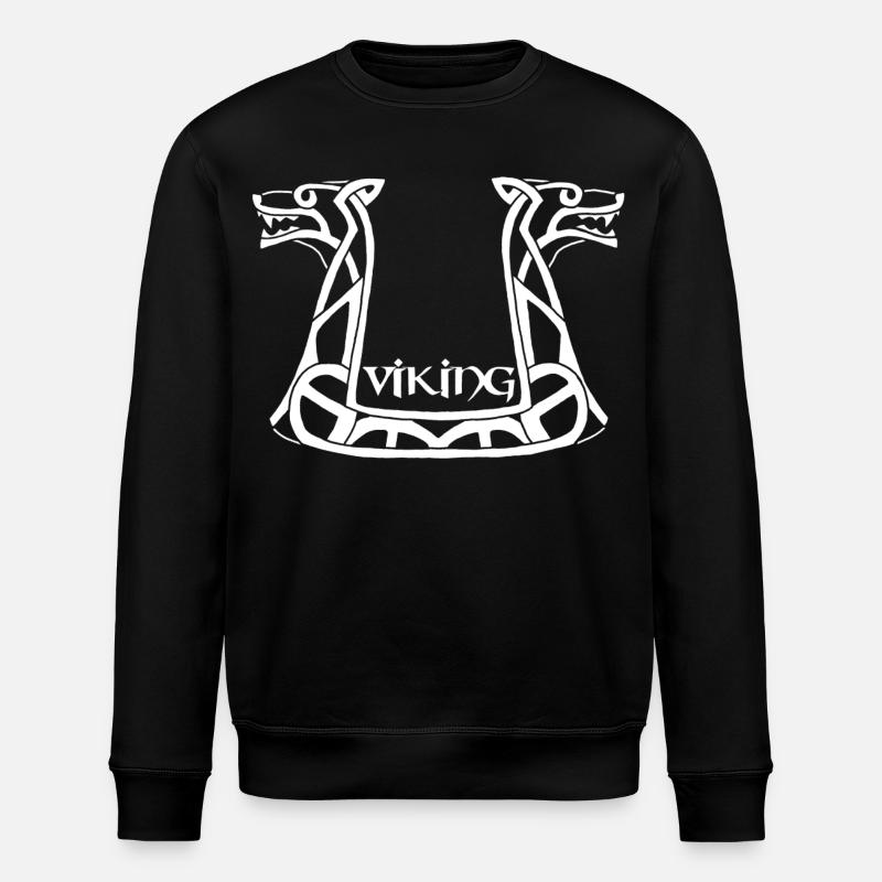 Weißer Wikinger-Drache - Stanley/Stella Unisex Bio-Sweatshirt ROLLER - Schwarz