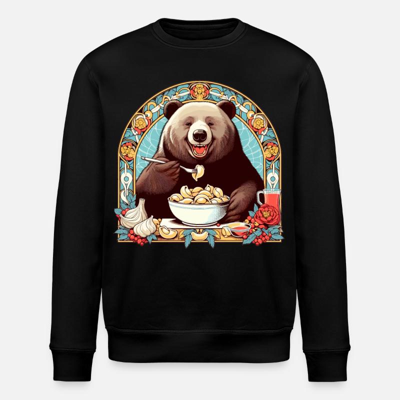 Pelmeni Bär Geschenk - Stanley/Stella Unisex Bio-Sweatshirt ROLLER - Schwarz