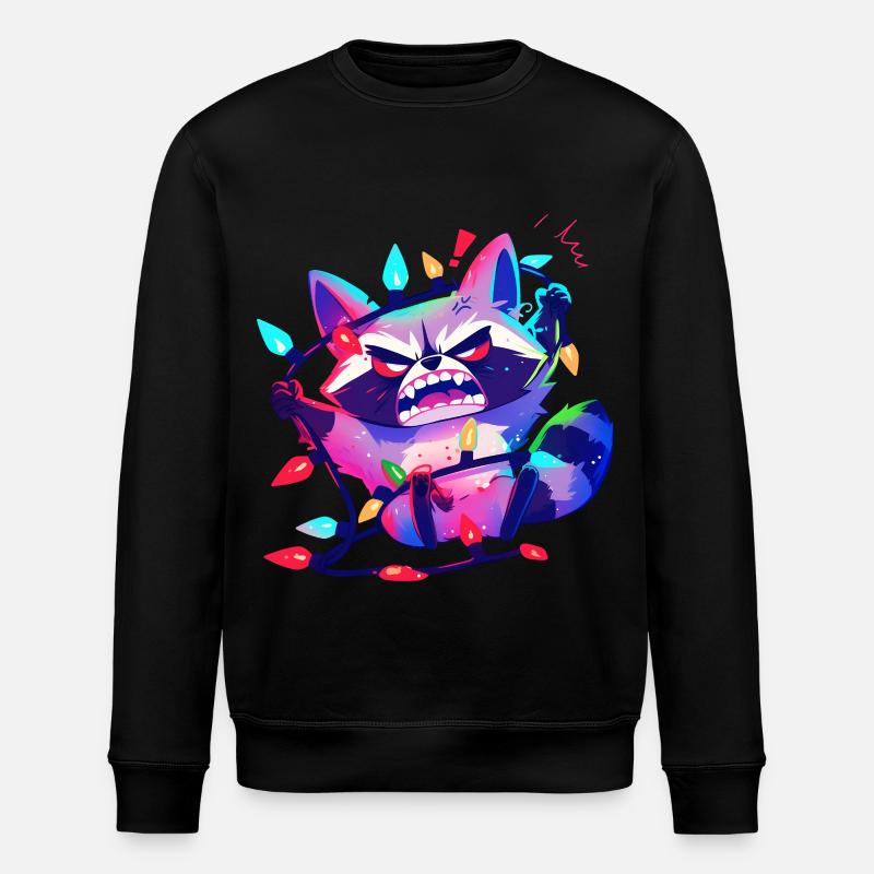 Lichterkette Lustiger Waschbär Weihnachtsbaum - Stanley/Stella Unisex Bio-Sweatshirt ROLLER - Schwarz