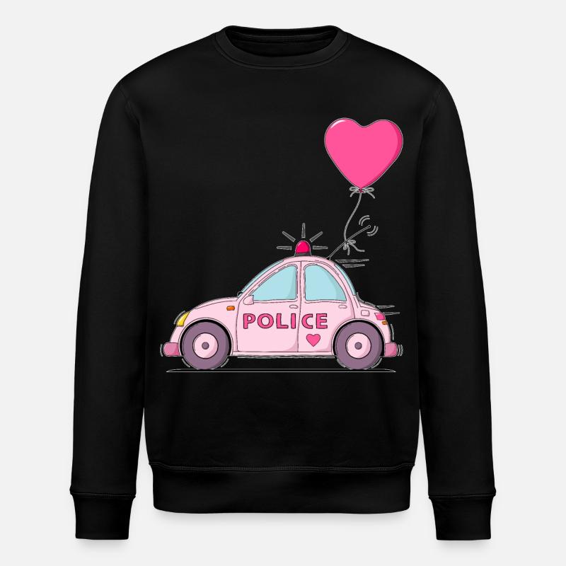 Police Heart Pink - Stanley/Stella ROLLER Unisex Organic Sweatshirt - black