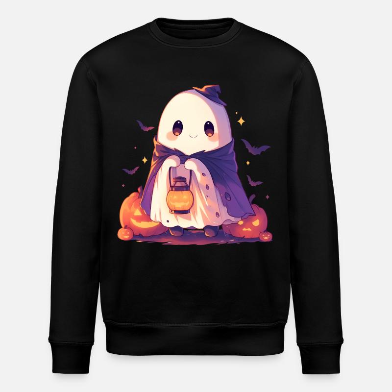 Halloween Ghost Ghost Pumpkin Lantern Gift - Stanley/Stella ROLLER Unisex Organic Sweatshirt - black