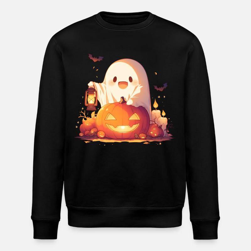 Halloween Ghost Ghost Pumpkin Lantern Gift - Stanley/Stella ROLLER Unisex Organic Sweatshirt - black