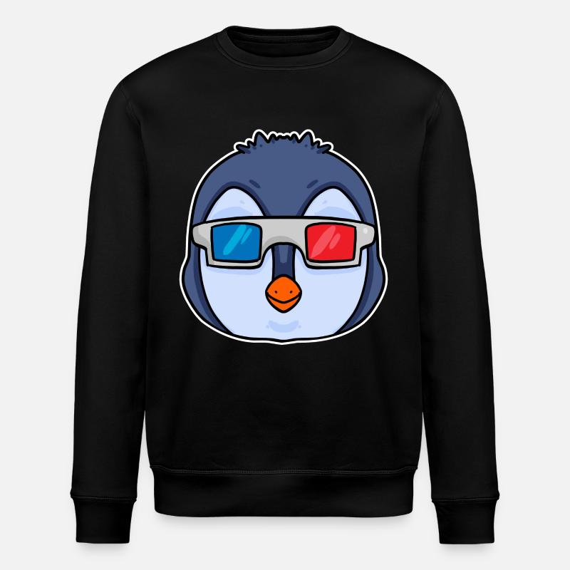 Penguin 3D Glasses Cinema - Stanley/Stella ROLLER Unisex Organic Sweatshirt - black